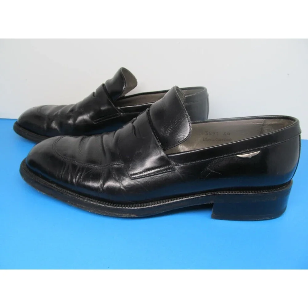 Bruno Verri Alberto Guardiani Mens Black Leather Loafers Size US 10 EUR 44